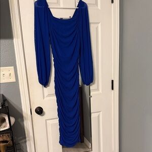 Elegant Blue Long Sleeve Dress